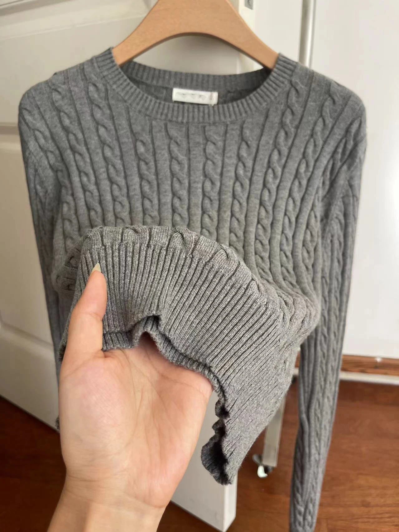 Sweet Solid Twist Knitted Crop Tops Women Autumn Casual Square Neck Slim Long Sleeve Pullover Cute Preppy Style Chic Sweaters