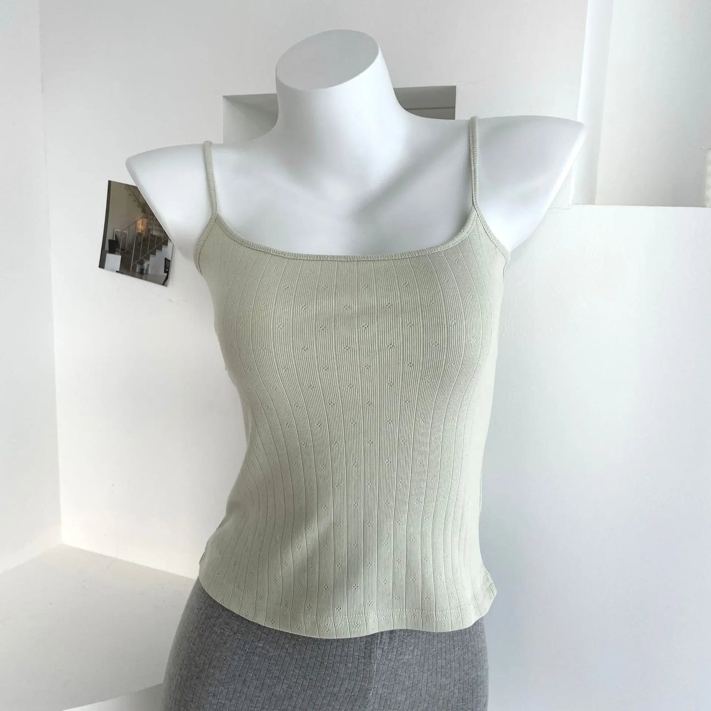 Eyelet Solid Slim Camisole Women Summer Chic Streetwear Cotton Sleeveless Vests Sweet Simple All-match Tank Tops Y2K