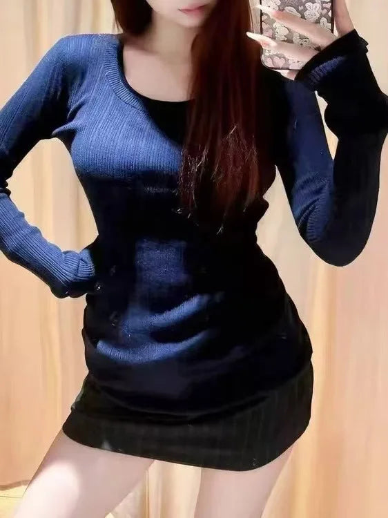 Vintage Black Hollow Out Long Sleeve Tees Women Casual Cotton Preppy Style Tops Clothes Streetwear Sweet Harajuku T-shirts Y2K