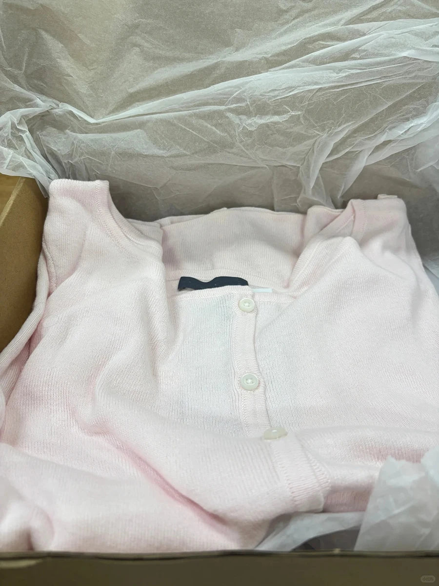 Pink Cute Cotton Knitted Cardigan Women Autumn New Casual Streetwear Buttons Long Sleeve Coat Sweet Preppy Style Sweaters Tops