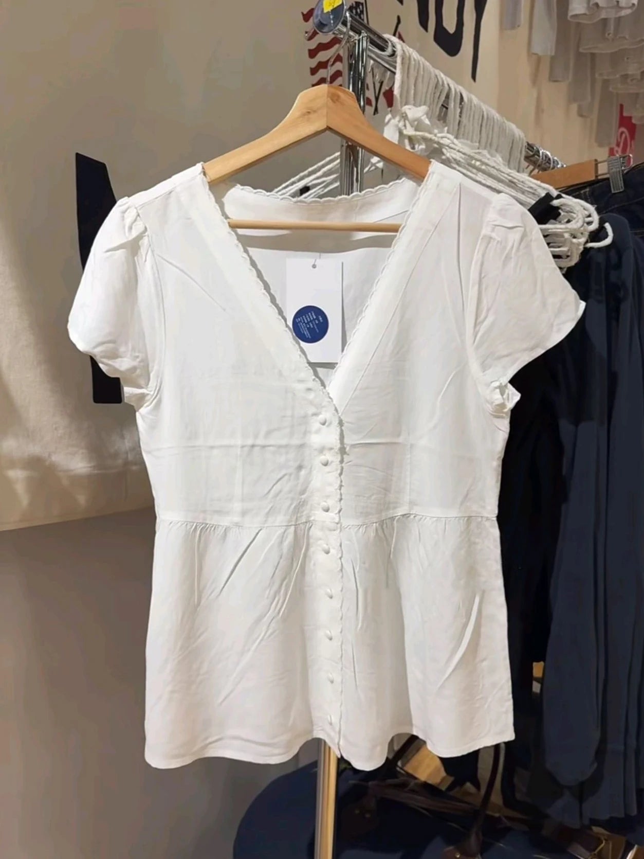 White Lace Trim Short Sleeve T-shirt Blouse Summer V-neck Single Breasted Thin Tees Solid Transparent Elegant Woman's Shirts