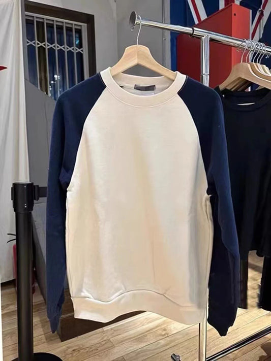 Vintage White Patchwork O-neck Sweatshirts Women Autumn Cotton Casual Harajuku Streetwear Hoodies Simple Chic Pullovers Tops Y2K