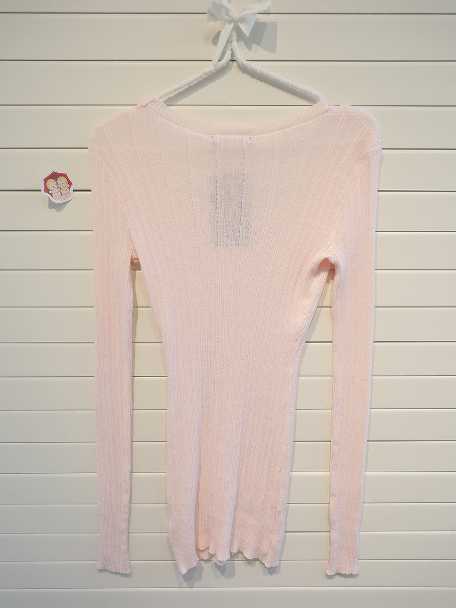 Pink Knit Slim Long Sleeve Tees Women Autumn New Fashion U-neck Cotton Soft T-shirt Cute Preppy Style Casual T Shirt Y2K Top