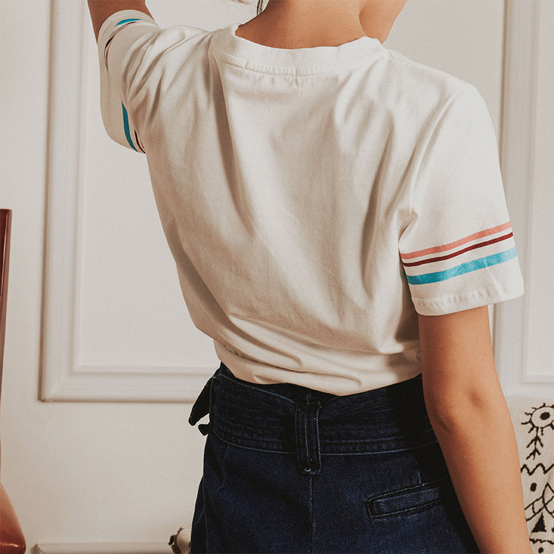 White letter short sleeves