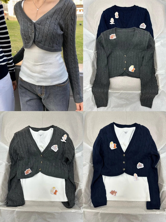 Twisted Flower Cropped Cardigan