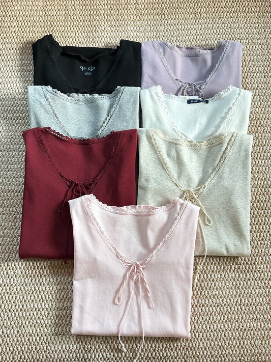 Lace-up Long Sleeve Tees