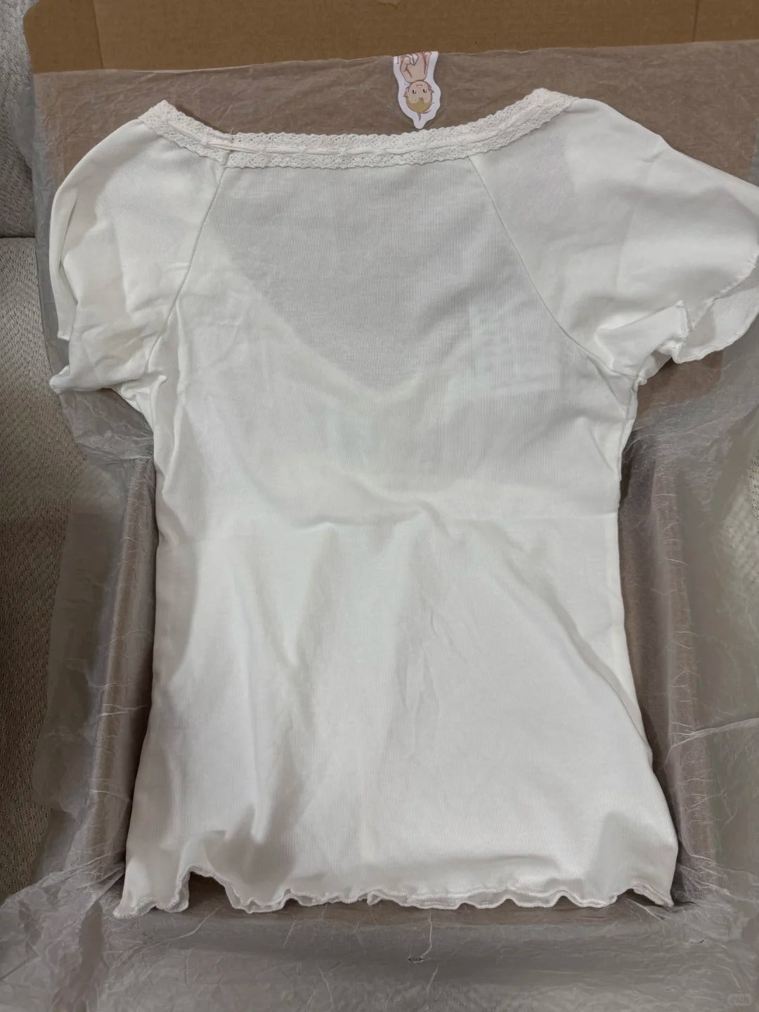 Jastie Lace Trim Fungus Slim T-shirts Women