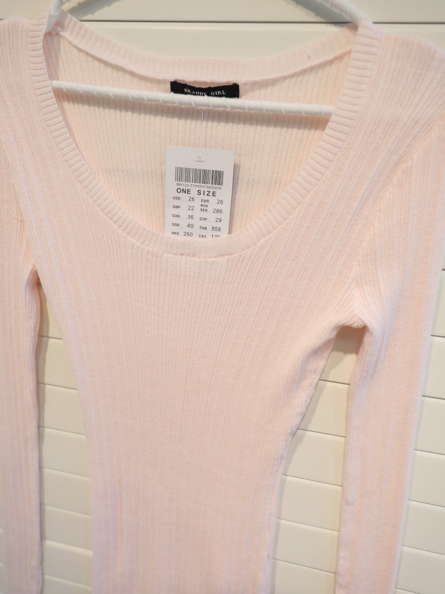 Pink Knit Slim Long Sleeve Tees Women Autumn New Fashion U-neck Cotton Soft T-shirt Cute Preppy Style Casual T Shirt Y2K Top