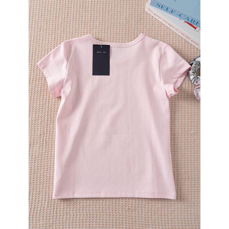 Crew Neck Solid Color Short Sleeve T-Shirt Basic Slim Fit