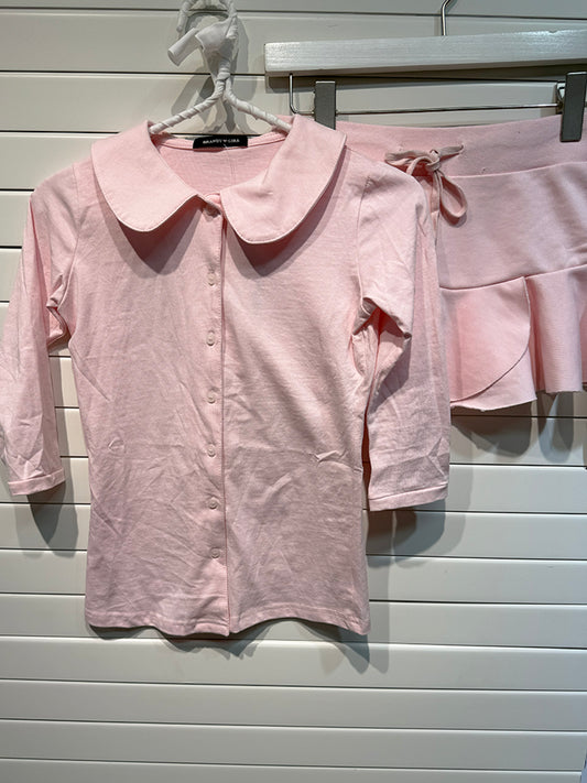 Jastie Pink Ruffled Skirt/ Top