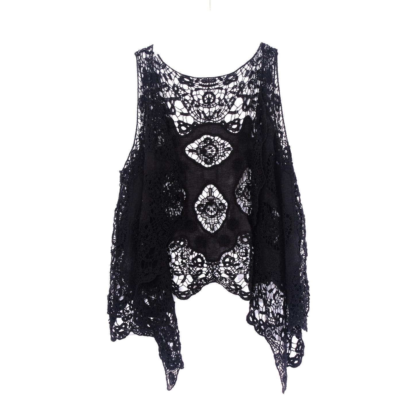 Haut cache-cœur en crochet avec patch hippie Froral noir