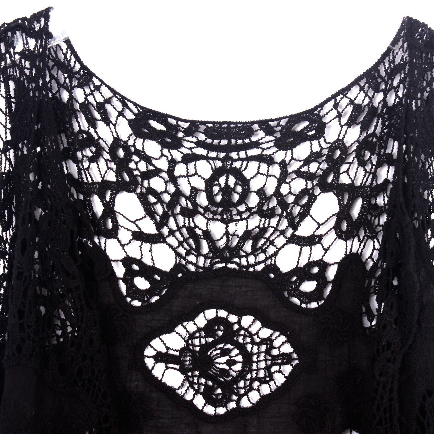 Haut cache-cœur en crochet avec patch hippie Froral noir