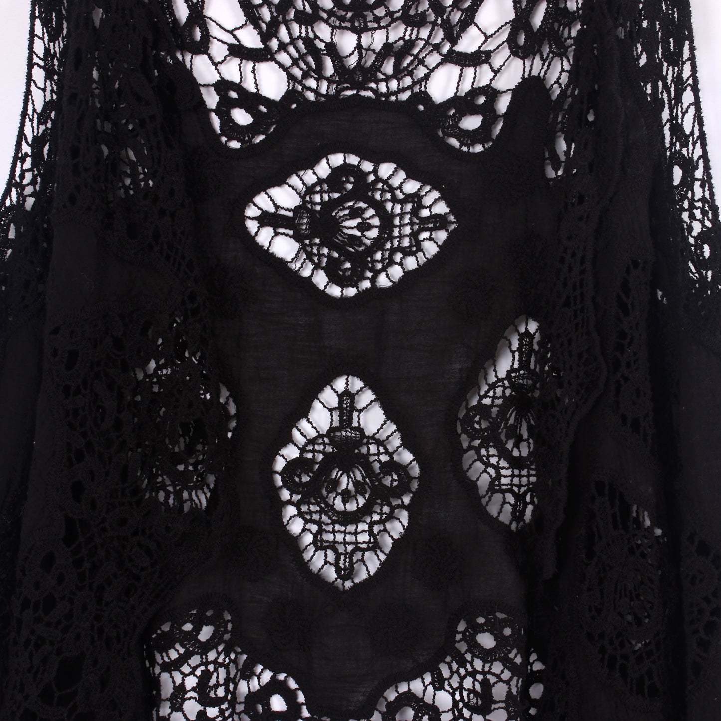 Haut cache-cœur en crochet avec patch hippie Froral noir