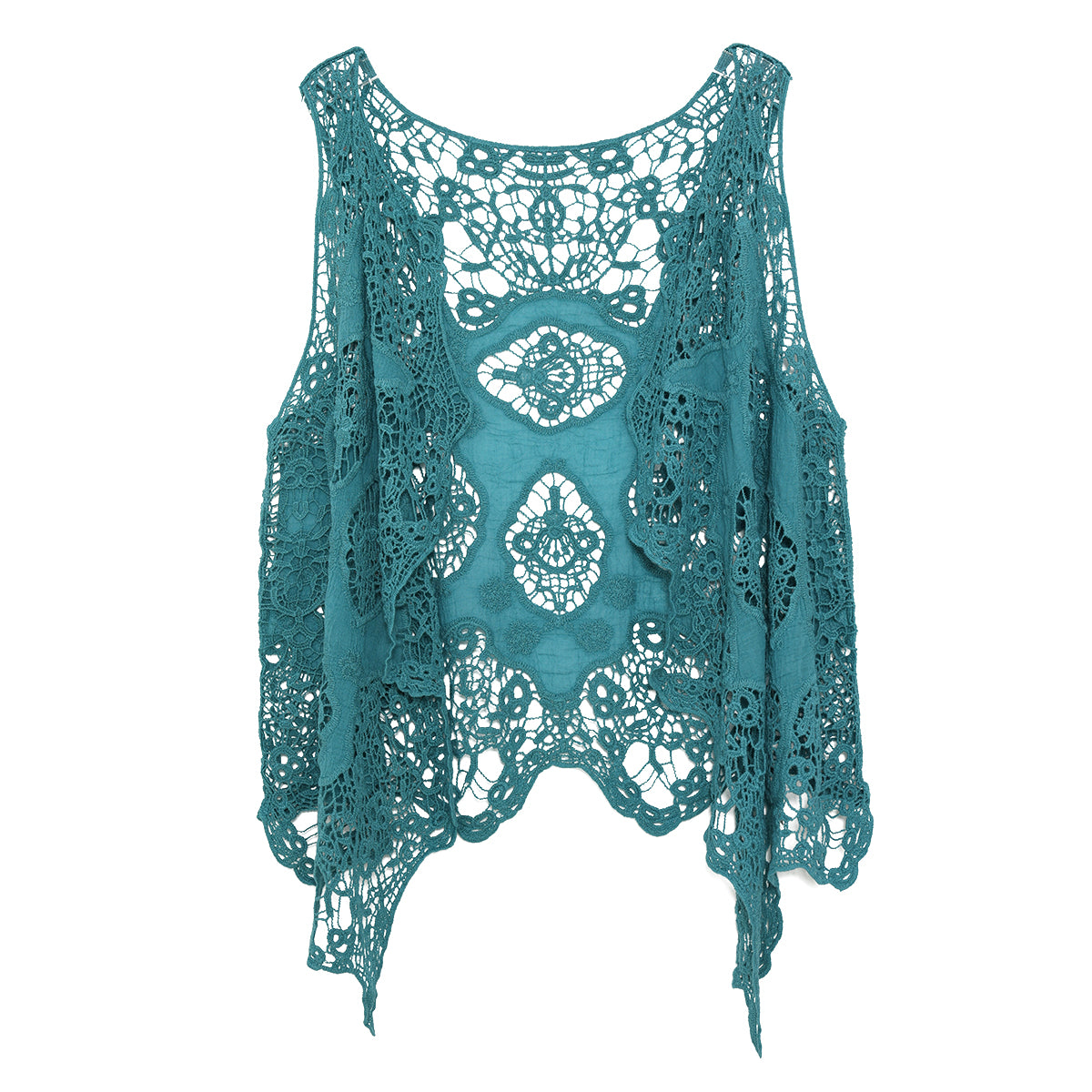 Haut cache-cœur en crochet avec patch hippie Froral Forestgreen