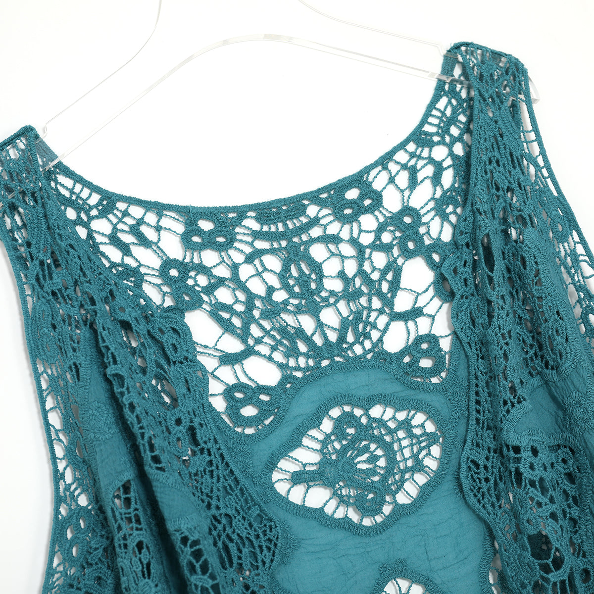 Haut cache-cœur en crochet avec patch hippie Froral Forestgreen