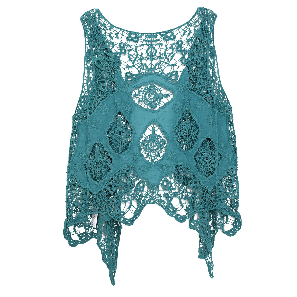 Haut cache-cœur en crochet avec patch hippie Froral Forestgreen