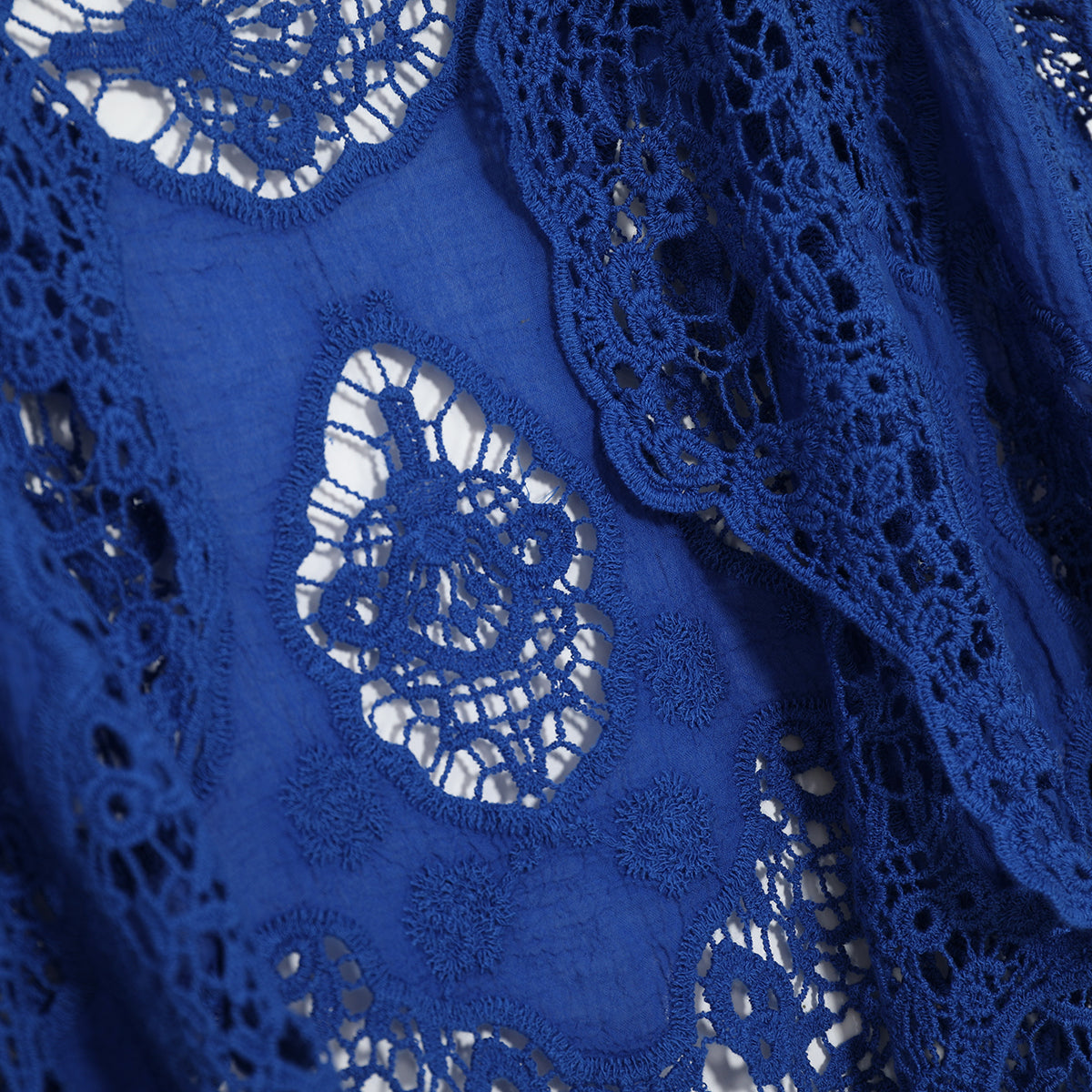 Hippie Froral Patch Crochet Cover Up Top Blue