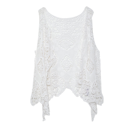 Haut cache-cœur en crochet avec patch hippie froal