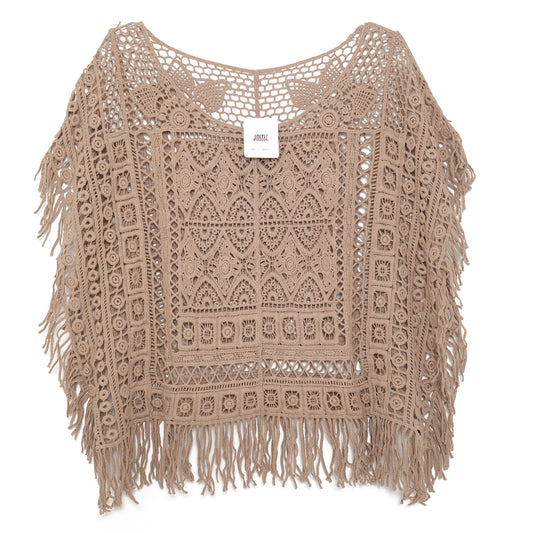Brown Floral Embroidery Women Shirt