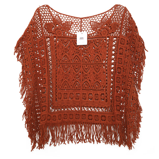 Boho Chic Crochet Lace Top Tassel Umber