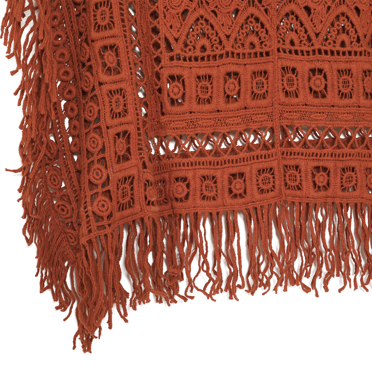 Boho Chic Crochet Lace Top Tassel Umber