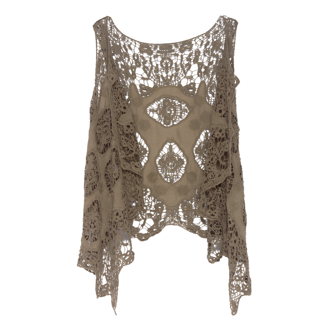 Haut cache-coeur en crochet avec patch hippie froal kaki